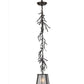 Meyda Lighting Pine Branch 8" Cafe Noir Mini Pendant Light With Frosted Seeded Shade Glass