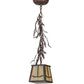 Meyda Lighting Pine Branch 8" Cafe Noir Valley View Mini Pendant Light With Beige Iridscent Shade Glass