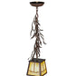Meyda Lighting Pine Branch 8" Cafe Noir Valley View Mini Pendant Light With Beige Iridscent Shade Glass