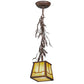 Meyda Lighting Pine Branch 8" Cafe Noir Valley View Mini Pendant Light With Beige Iridscent Shade Glass