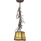Meyda Lighting Pine Branch 8" Cafe Noir Valley View Mini Pendant Light With Beige Iridscent Shade Glass