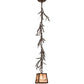 Meyda Lighting Pine Branch 8" Cafe Noir Valley View Mini Pendant Light With Silver Mica Shade Glass