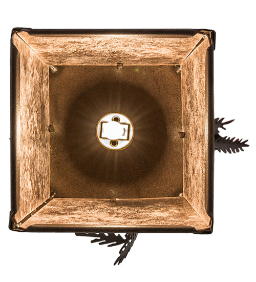 Meyda Lighting Pine Branch 8" Cafe Noir Valley View Mini Pendant Light With Silver Mica Shade Glass