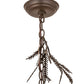 Meyda Lighting Pine Branch 8" Cafe Noir Valley View Mini Pendant Light With Silver Mica Shade Glass
