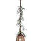Meyda Lighting Pine Branch 8" LED Rust With Green Branches Valley View Mini Pendant Light With Silver Mica Shade Glass