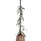 Meyda Lighting Pine Branch 8" LED Rust With Green Branches Valley View Mini Pendant Light With Silver Mica Shade Glass
