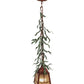 Meyda Lighting Pine Branch 8" LED Rust With Green Branches Valley View Mini Pendant Light With Silver Mica Shade Glass