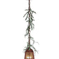 Meyda Lighting Pine Branch 8" LED Rust With Green Branches Valley View Mini Pendant Light With Silver Mica Shade Glass