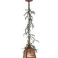Meyda Lighting Pine Branch 8" LED Rust With Green Branches Valley View Mini Pendant Light With Silver Mica Shade Glass