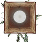 Meyda Lighting Pine Branch 8" LED Rust With Green Branches Valley View Mini Pendant Light With Silver Mica Shade Glass