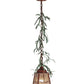 Meyda Lighting Pine Branch 8" LED Rust With Green Branches Valley View Mini Pendant Light With Silver Mica Shade Glass