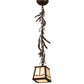 Meyda Lighting Pine Branch 8" Oil Rubbed Bronze Valley View Mini Pendant Light With White Iridescent Shade Glass