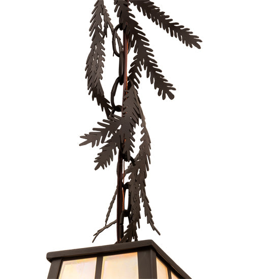 Meyda Lighting Pine Branch 8" Oil Rubbed Bronze Valley View Mini Pendant Light With White Iridescent Shade Glass