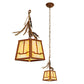 Meyda Lighting Pine Branch 8" Rust Valley View Mini Pendant Light With Beige Iridescent Shade Glass