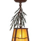 Meyda Lighting Pine Branch 8" Rust and Green Trees Valley View Mini Pendant Light With Beige Irridescent Shade Glass