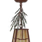 Meyda Lighting Pine Branch 8" Rust and Green Trees Valley View Mini Pendant Light With Beige Irridescent Shade Glass