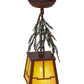 Meyda Lighting Pine Branch 8" Rust and Green Trees Valley View Mini Pendant Light With Beige Irridescent Shade Glass