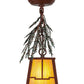 Meyda Lighting Pine Branch 8" Rust and Green Trees Valley View Mini Pendant Light With Beige Irridescent Shade Glass