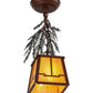 Meyda Lighting Pine Branch 8" Rust and Green Trees Valley View Mini Pendant Light With Beige Irridescent Shade Glass