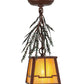 Meyda Lighting Pine Branch 8" Rust and Green Trees Valley View Mini Pendant Light With Beige Irridescent Shade Glass