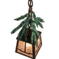 Meyda Lighting Pine Branch 8" Timeless Bronze Mini Pendant Light With Silver Mica Shade Glass