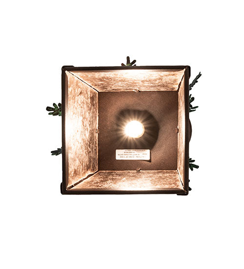 Meyda Lighting Pine Branch 8" Timeless Bronze Mini Pendant Light With Silver Mica Shade Glass