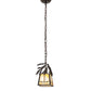 Meyda Lighting Pine Branch 8" Timeless Bronze Valley View Mini Pendant Light With Beige Iridescent Shade Glass