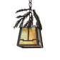 Meyda Lighting Pine Branch 8" Timeless Bronze Valley View Mini Pendant Light With Beige Iridescent Shade Glass