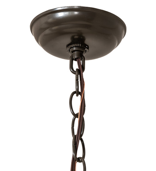 Meyda Lighting Pine Branch 8" Timeless Bronze Valley View Mini Pendant Light With Beige Iridescent Shade Glass