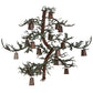 Meyda Lighting Pine Branch 91" 18-Light Rust & Green Branches Valley View Chandelier With Silver Mica Shade Glass