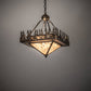 Meyda Lighting Pine Lake 19"Sq 4-Light Antique Copper Inverted Pendant Light With Silver Mica Shade Glass