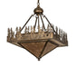 Meyda Lighting Pine Lake 19"Sq 4-Light Antique Copper Inverted Pendant Light With Silver Mica Shade Glass