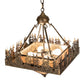 Meyda Lighting Pine Lake 19"Sq 4-Light Antique Copper Inverted Pendant Light With Silver Mica Shade Glass