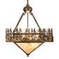 Meyda Lighting Pine Lake 19"Sq 4-Light Antique Copper Inverted Pendant Light With Silver Mica Shade Glass
