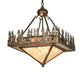 Meyda Lighting Pine Lake 19"Sq 4-Light Antique Copper Inverted Pendant Light With Silver Mica Shade Glass