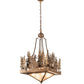 Meyda Lighting Pine Lake 20"Sq 4-Light Antique Copper Inverted Pendant Light With Silver Mica Shade Glass