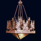 Meyda Lighting Pine Lake 20"Sq 4-Light Antique Copper Inverted Pendant Light With Silver Mica Shade Glass