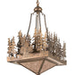 Meyda Lighting Pine Lake 20"Sq 4-Light Antique Copper Inverted Pendant Light With Silver Mica Shade Glass