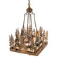 Meyda Lighting Pine Lake 20"Sq 4-Light Antique Copper Inverted Pendant Light With Silver Mica Shade Glass