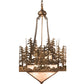 Meyda Lighting Pine Lake 20"Sq 4-Light Antique Copper Inverted Pendant Light With Silver Mica Shade Glass