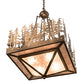 Meyda Lighting Pine Lake 20"Sq 4-Light Antique Copper Inverted Pendant Light With Silver Mica Shade Glass