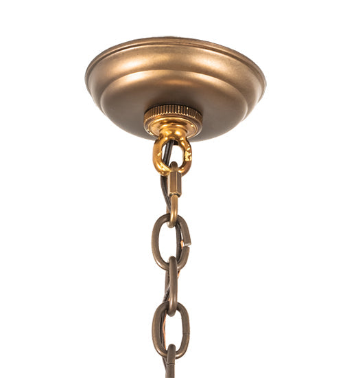 Meyda Lighting Pine Lake 20"Sq 4-Light Antique Copper Inverted Pendant Light With Silver Mica Shade Glass