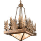 Meyda Lighting Pine Lake 20"Sq 4-Light Antique Copper Inverted Pendant Light With Silver Mica Shade Glass