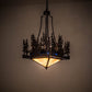Meyda Lighting Pine Lake 28" 4-Light Copper Vein Inverted Pendant Light With Beige & Blue Art Shade Glass