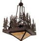 Meyda Lighting Pine Lake 28" 4-Light Copper Vein Inverted Pendant Light With Beige & Blue Art Shade Glass