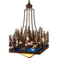 Meyda Lighting Pine Lake 28" 4-Light Copper Vein Inverted Pendant Light With Beige & Blue Art Shade Glass