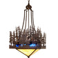 Meyda Lighting Pine Lake 28" 4-Light Copper Vein Inverted Pendant Light With Beige & Blue Art Shade Glass