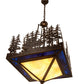 Meyda Lighting Pine Lake 28" 4-Light Copper Vein Inverted Pendant Light With Beige & Blue Art Shade Glass