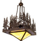 Meyda Lighting Pine Lake 28" 4-Light Copper Vein Inverted Pendant Light With Beige & Blue Art Shade Glass