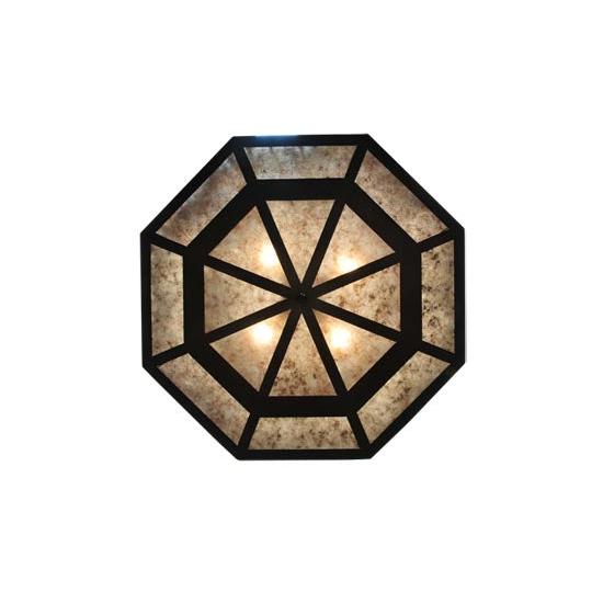 Meyda Lighting Pine Lake 30" 4-Light Dark Burnished Antique Copper Inverted Pendant Light With Silver Mica Shade Glass